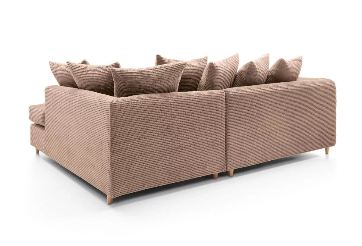 Narożna sofa Jasmine Jumbo Cord z prawym ramieniem, brązowa