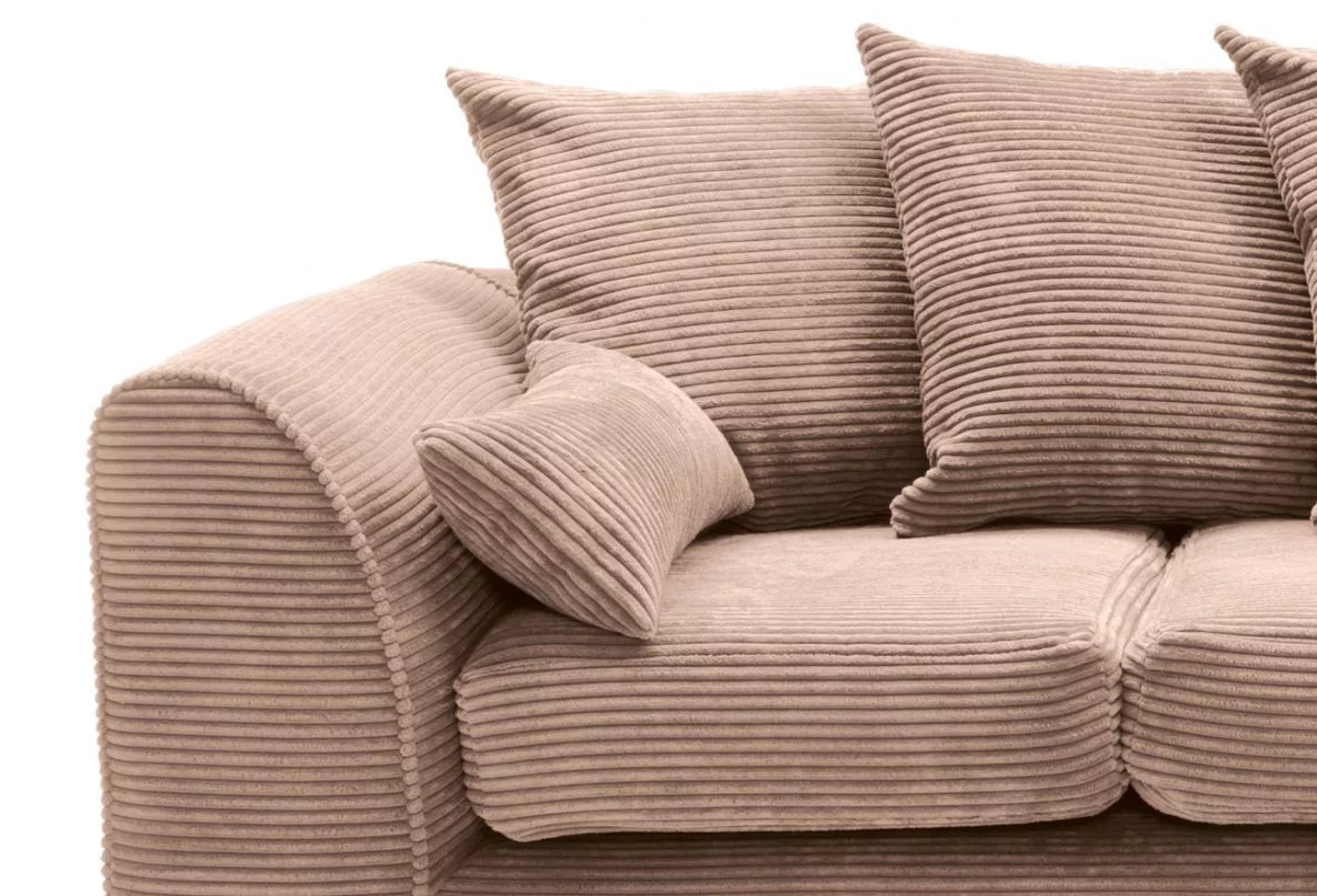 Narożna sofa Jasmine Jumbo Cord z prawym ramieniem, brązowa