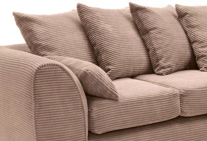 Narożna sofa Jasmine Jumbo Cord z prawym ramieniem, brązowa