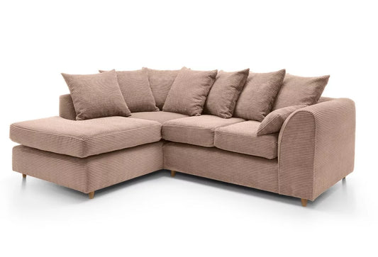 Narożna sofa Jasmine Jumbo Cord - lewy podłokietnik, brązowa