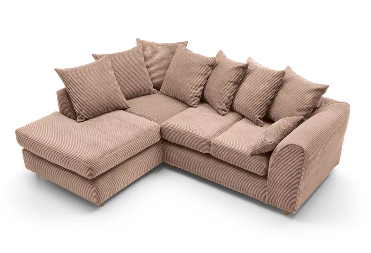 Narożna sofa Jasmine Jumbo Cord - lewy podłokietnik, brązowa