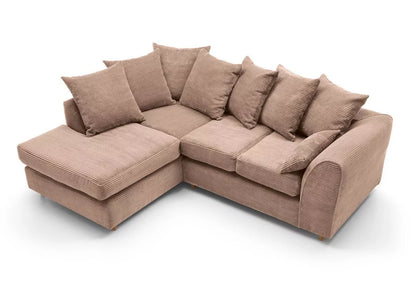 Narożna sofa Jasmine Jumbo Cord - lewy podłokietnik, brązowa