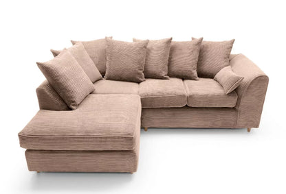 Narożna sofa Jasmine Jumbo Cord - lewy podłokietnik, brązowa