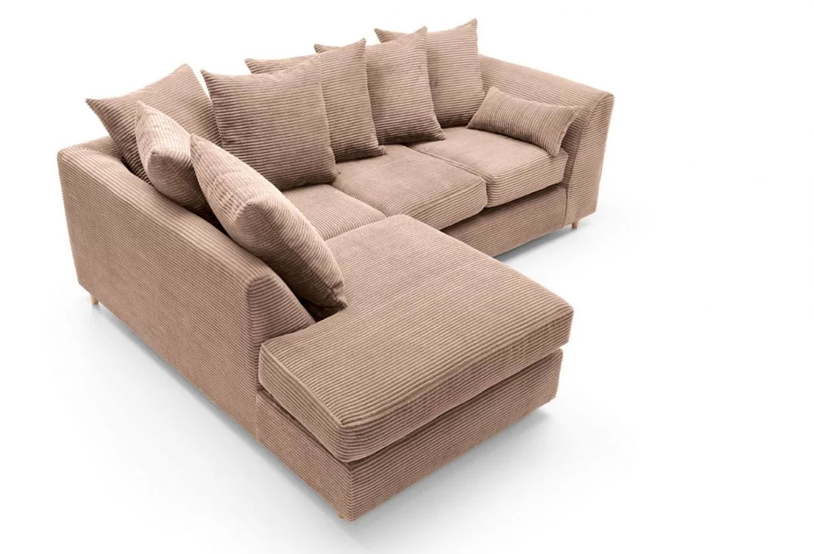 Narożna sofa Jasmine Jumbo Cord - lewy podłokietnik, brązowa