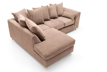 Narożna sofa Jasmine Jumbo Cord - lewy podłokietnik, brązowa