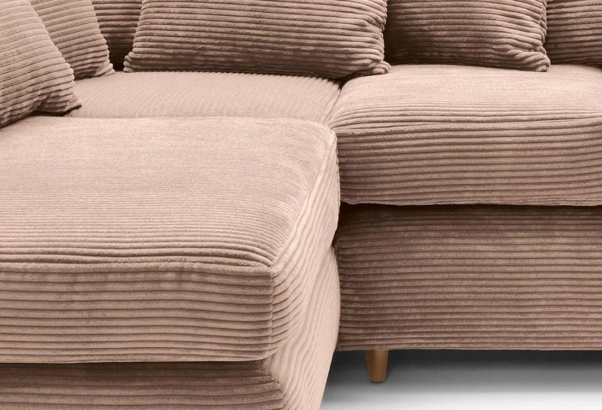 Narożna sofa Jasmine Jumbo Cord - lewy podłokietnik, brązowa