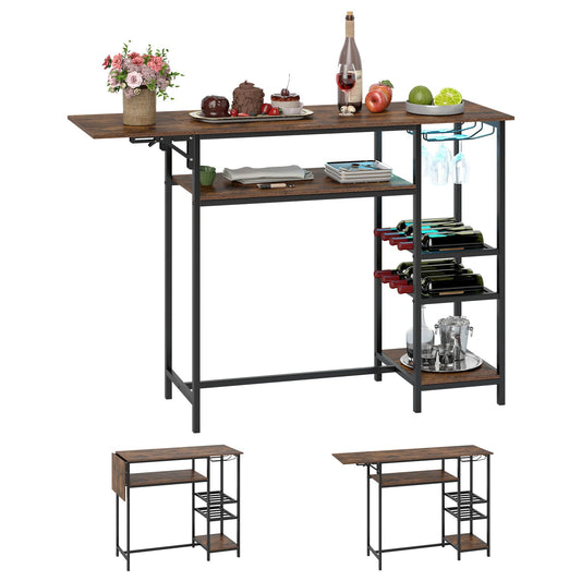 Counter Height Bar Table in Rustic Brown