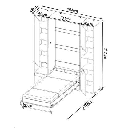 CP-03 Vertical Wall Bed Concept Pro 90cm with Storage Cabinet