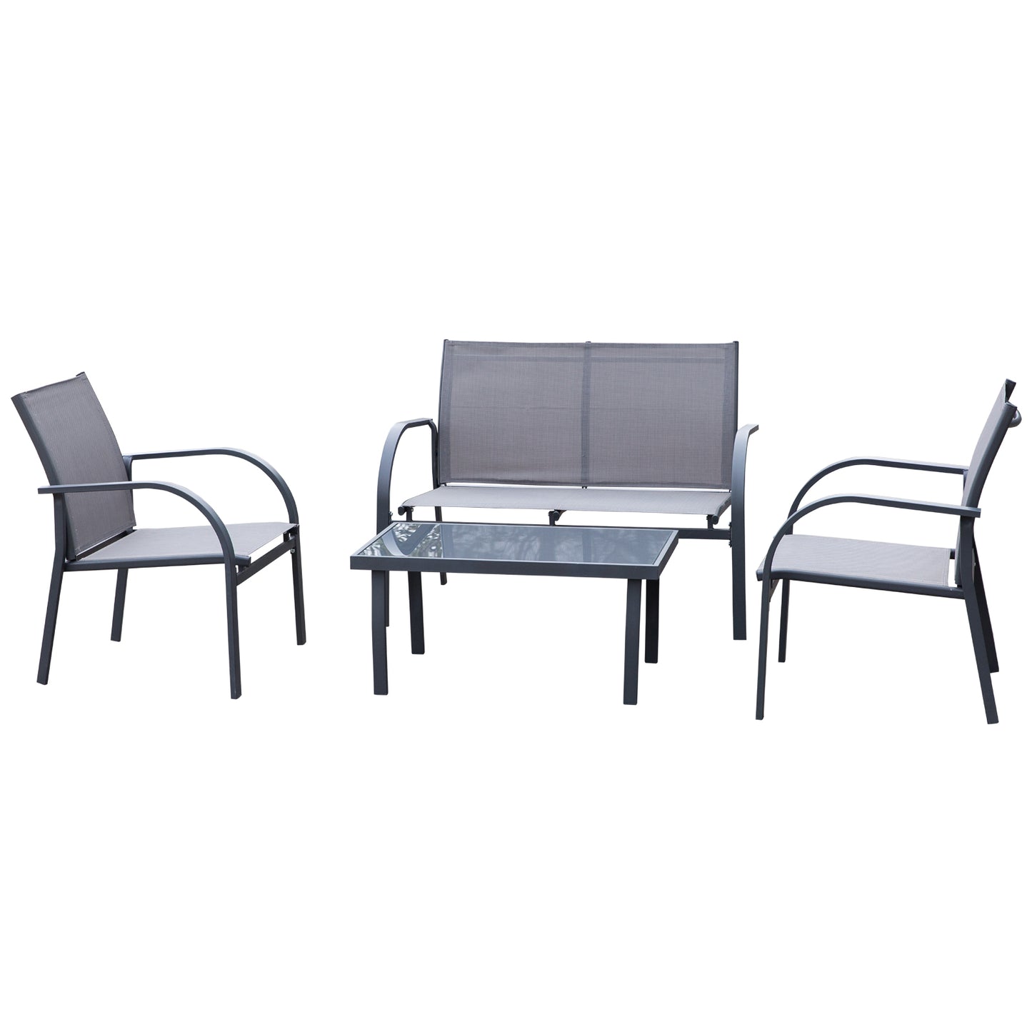 Outsunny Czteroczęściowy Minimalistyczny Zestaw Ogrodowy Patio - Szary