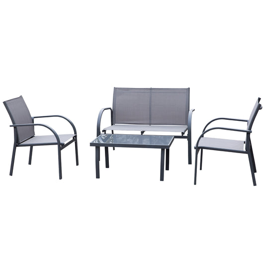 Outsunny Czteroczęściowy Minimalistyczny Zestaw Ogrodowy Patio - Szary