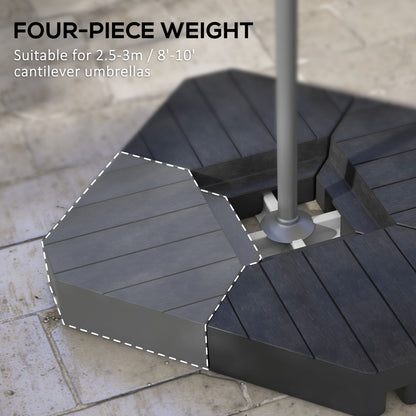 Outsunny Umbrella Weights for Cantilever Parasols, Set of 4 Heavy Duty Parasol Base Stand Weights, 80kg Sand or 60kg Water Filled, Black