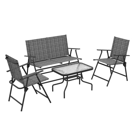 Outsunny Four-Piece Metal Garden Sofa Set - Mixed Grey