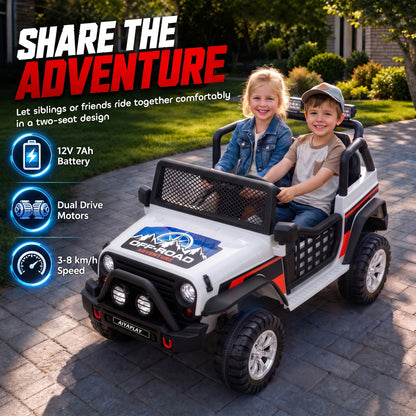 AIYAPLAY 12V Kids Electric Ride on Car with 2 Motors, Remote Control, Soft Start, Four-Wheel Suspension, Seat Belt