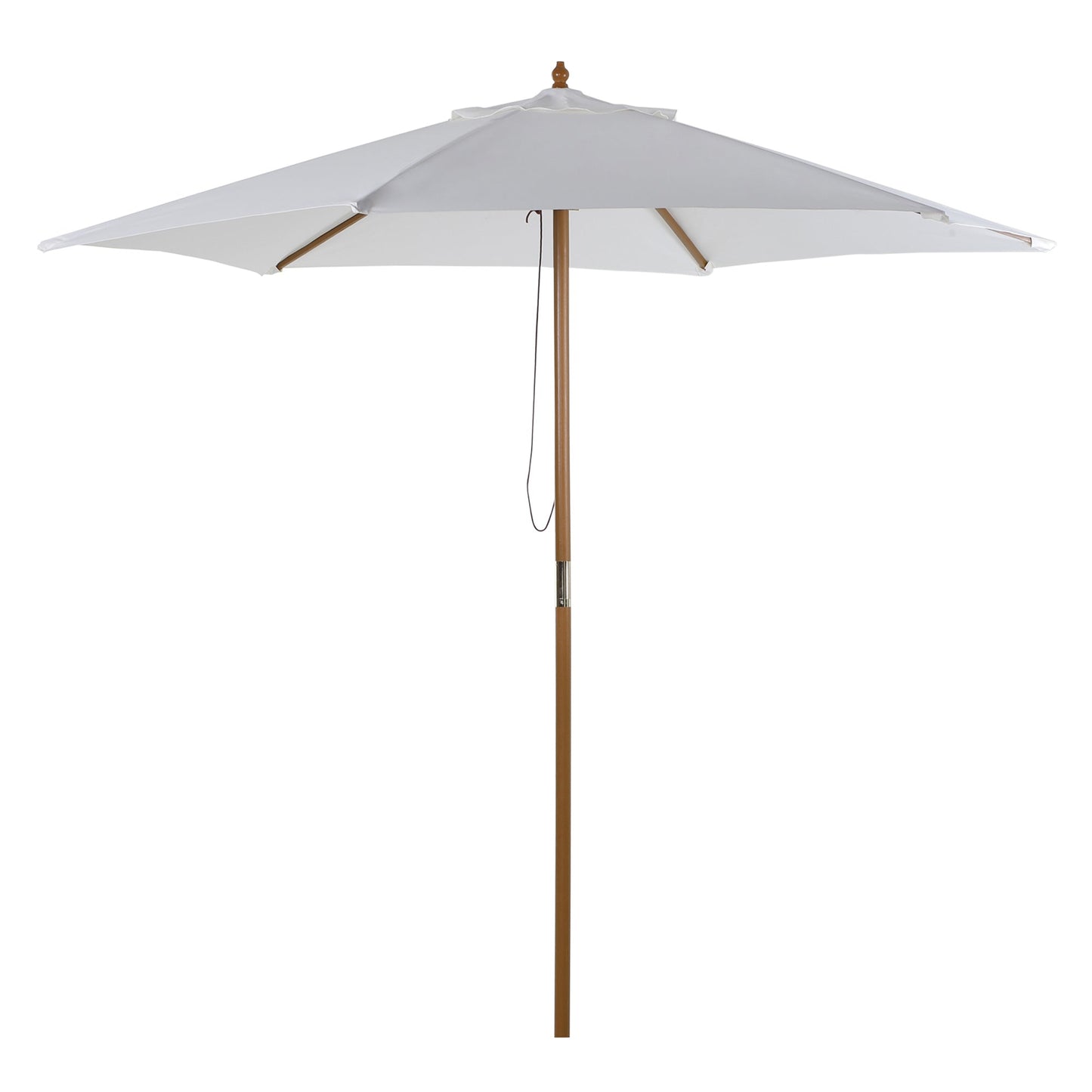 Outsunny 2.5m Patio Umbrella, Wood Garden Parasol, Sun Shade with 6 Ribs and Top Vent for Outdoor, White