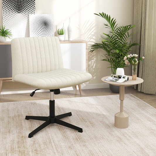 Criss Cross Legged Chair No Wheels 120° Rocking Adjustable Height-Beige