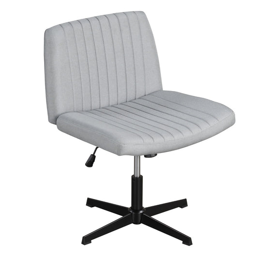 Criss Cross Legged Chair No Wheels with Wide Padded Seat-Grey
