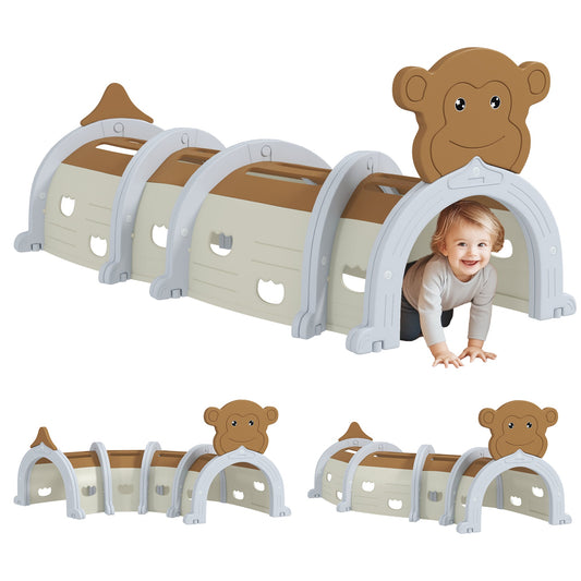 Tunel do zabawy dla dzieci AIYAPLAY Monkey-Design do raczkowania i wspinaczki, dla dzieci w wieku 3-6 lat, brązowy