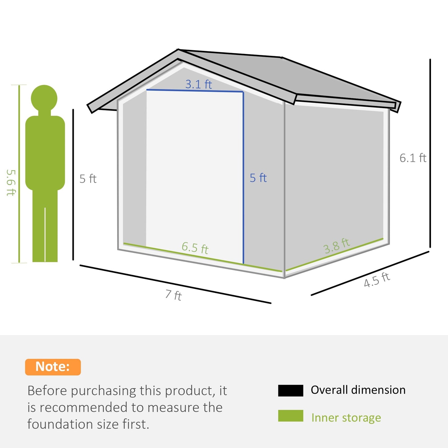 Outsunny 7 x 4ft Metal Garden Storage Shed with Vents, Floor Foundation and Lockable Double Doors, Brown