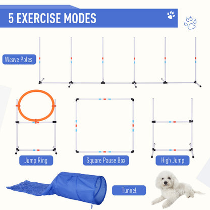 PawHut Dogs PE Set-of-5 Obstacle Agility Training Set White