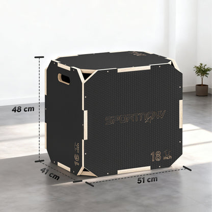 SPORTNOW Non-Slip Plyo Box, Corner-free Wooden Jump Box, 41 x 51 x 48 cm