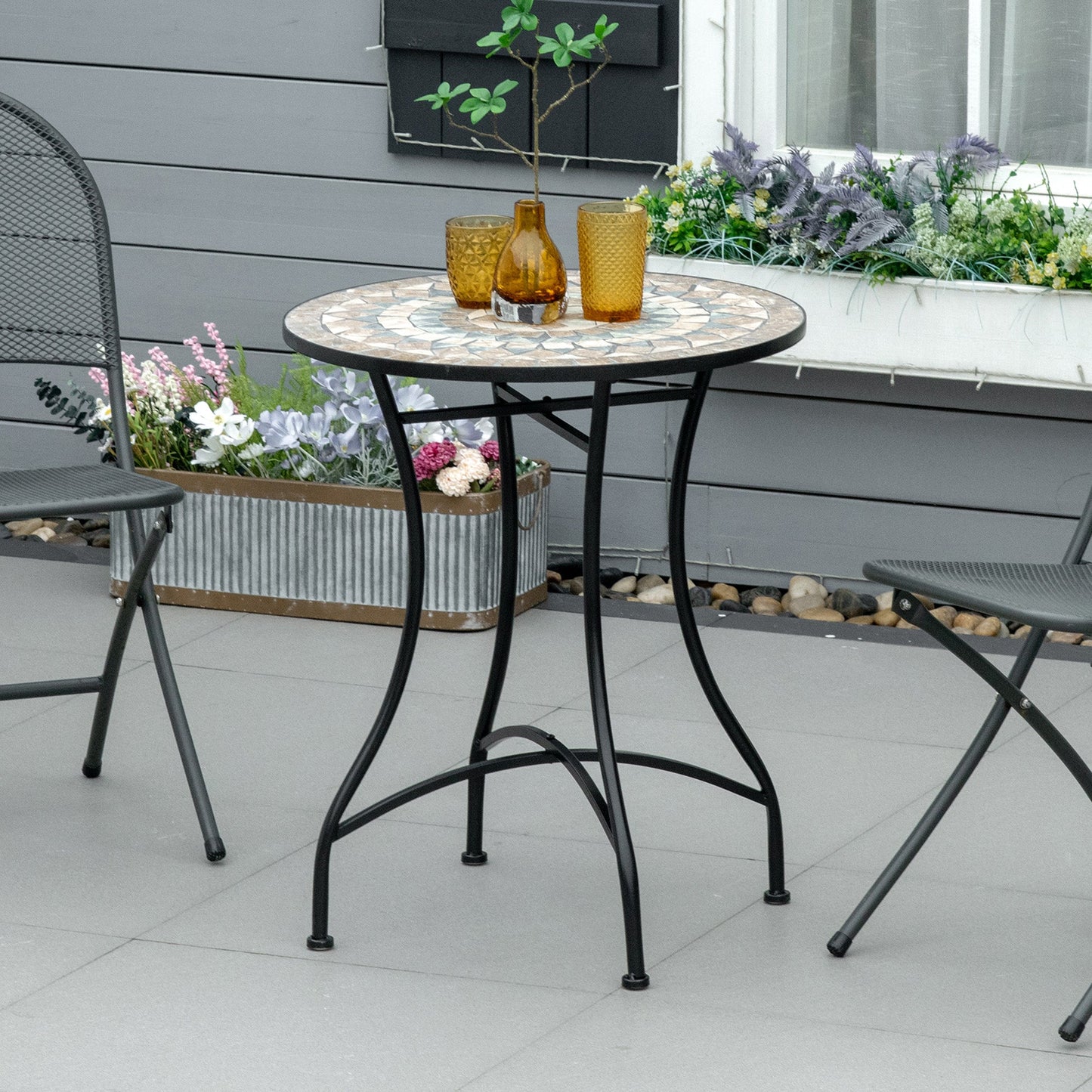 Outsunny 60cm Mosaic Outdoor Patio Table - Green