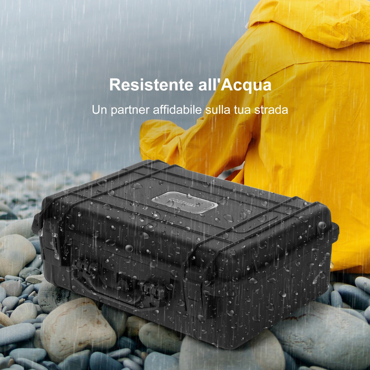 Portable Waterproof Hard Case for Electronics, Hard Shell Dry Box 56x44x22cm Black
