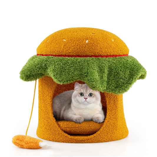 Cute Hamburger Cat Bed in Orange