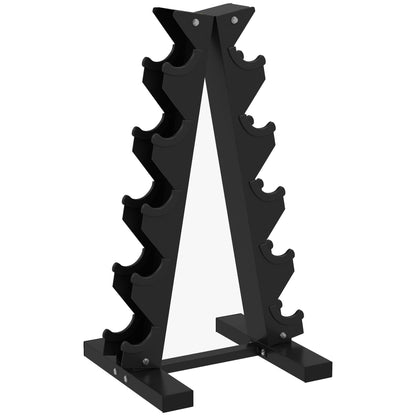 SPORTNOW Five-Tier Dumbbell Storage Rack, for Home Gym Exercise - Black