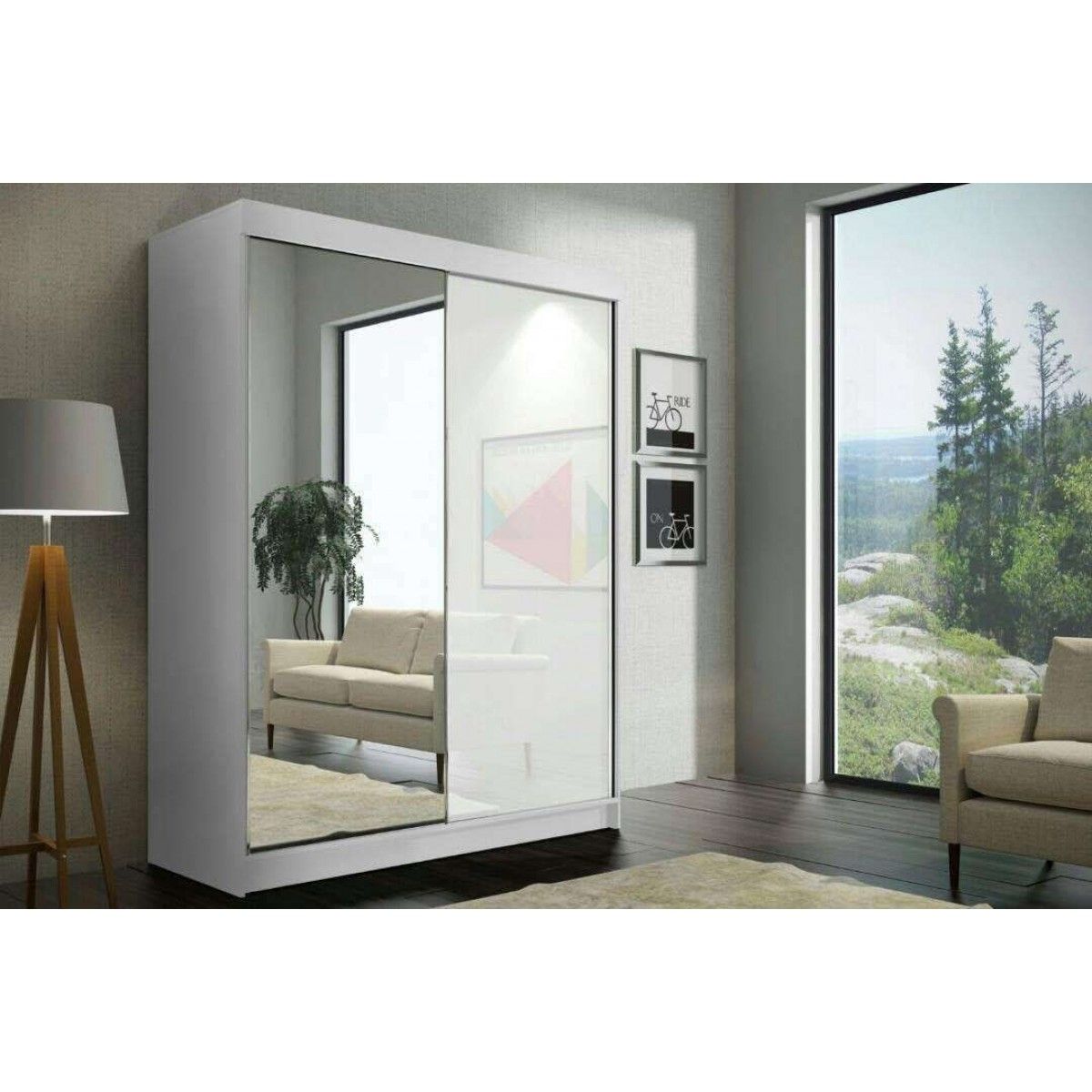 Texas White High Gloss Sliding Door Wardrobe - 3 Sizes