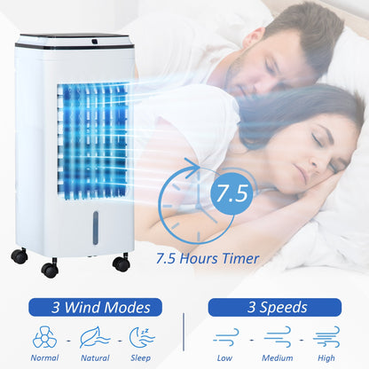 3-in-1 Evaporative Air Cooler with 4L Water Tank, Portable Fan Cooler with Automatic Oscillation, Timer, Remote, White