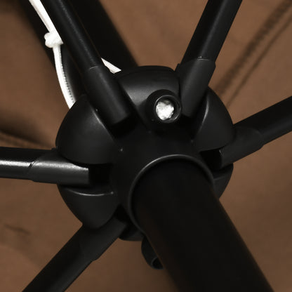 Outsunny 3x2m Parasol ogrodowy, zewnętrzny, z baldachimem przeciwsłonecznym i korbą, aluminiowa rama, prostokątna, brązowa