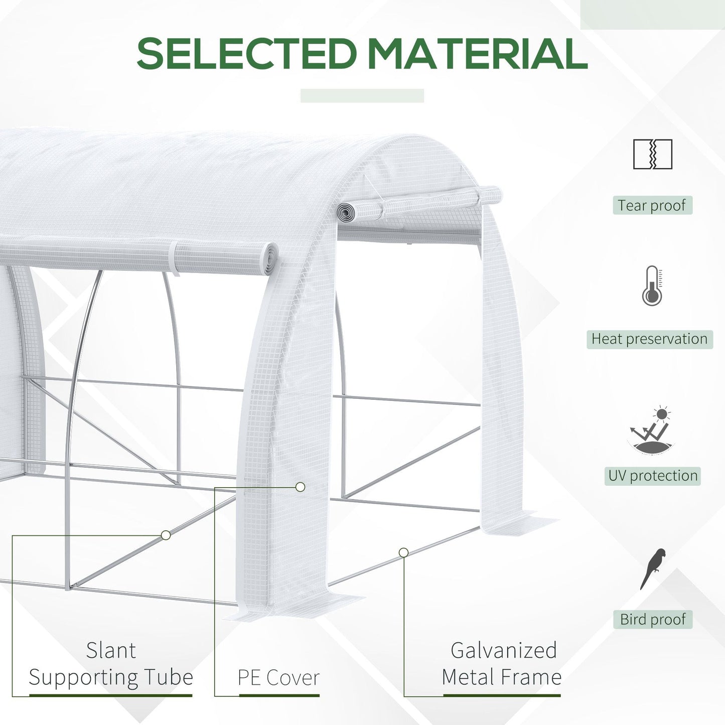 Outsunny 3 x 3 x 2 m Polytunnel Greenhouse، المشي في خيمة Pollytunnel مع إطار فولاذي، غطاء مقوى بسحاب و6 نوافذ للحديقة باللون الأبيض