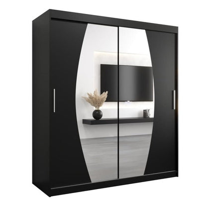 2 Door Manufactured Wood Wardrobe 180cm Black