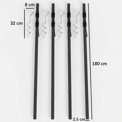 SPORTNOW 4Pcs Trampoline Anchor Kit, 32 cm Galvanised Trampoline Stakes, Spiral Ground Anchors with Triangle Head, Straps