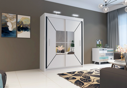 Nicole Mirrored Sliding Wardrobe - White