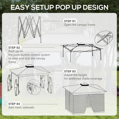 Outsunny 3 x 3(m) Pop Up Gazebo, Double-roof Garden Tent with Netting and Carry Bag, Party Event Shelter for Outdoor Patio, Light Grey