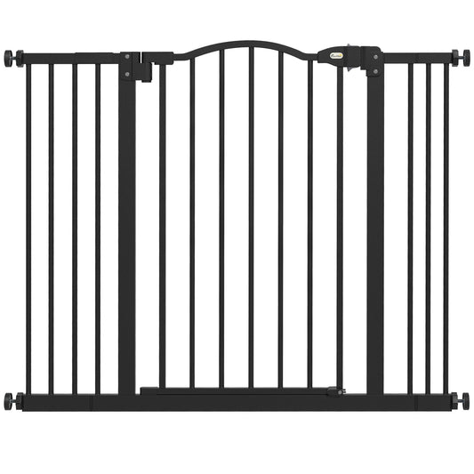 PawHut Metal 74-100cm Regulowana Bramka dla Zwierząt Bariera Bezpieczeństwa z Automatycznie Zamykającymi się Drzwiami Czarny