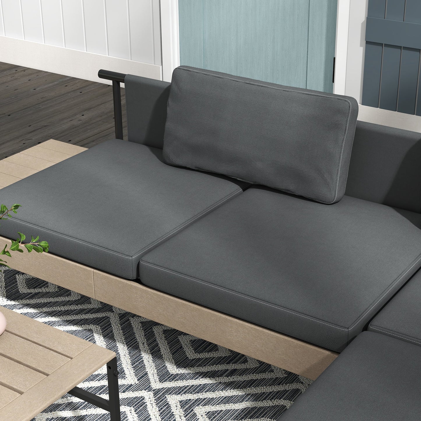 Outsunny Three-Piece 'L' Garden Sofa Set - Grey