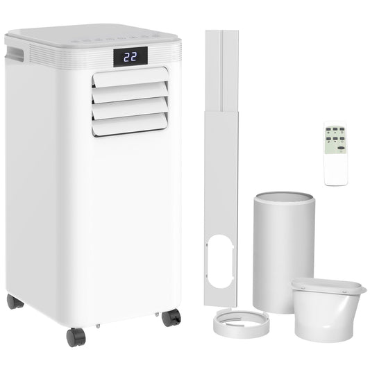 HOMCOM 8000 BTU Air Conditioning Unit, 3-in-1 Portable Air Conditioner, Dehumidifier, Cooling Fan with Remote Control, Digital Display, 2 Speeds, 24H Timer, Window Venting Kit, 18mÂ²