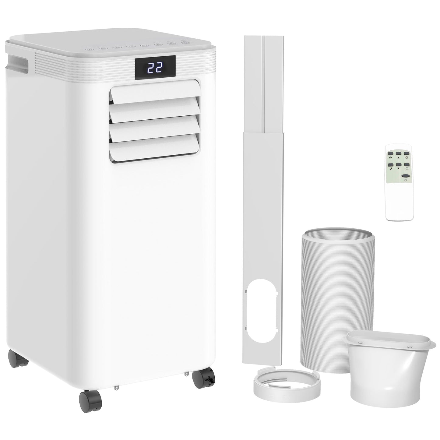 HOMCOM 8000 BTU Air Conditioning Unit, 3-in-1 Portable Air Conditioner, Dehumidifier, Cooling Fan with Remote Control, Digital Display, 2 Speeds, 24H Timer, Window Venting Kit, 18m2