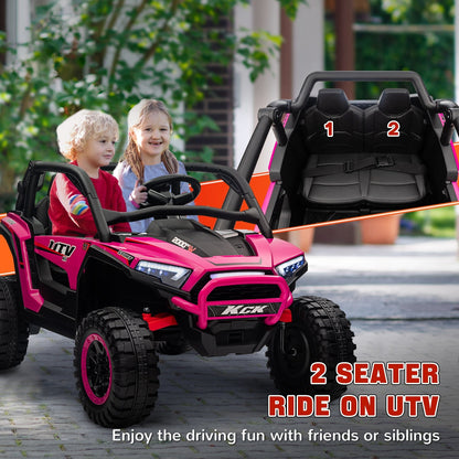 AIYAPLAY 2 Seater 24V 7AH Ride on Truck, Battery Powered Electric Ride On Car w/ Remote, Suspension, 3 Speeds, Pink