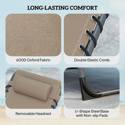 Outsunny Five-Position Reclining Sun Loungers Set of 2 - Beige