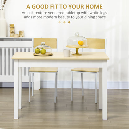 HOMCOM Dining Table for 4 to 6, Modern Kitchen Table with Wood Effect Tabletop, Thick Legs, 120cm, Oak Wood Grain
