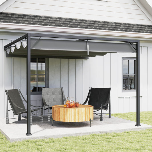 Outsunny 3 x 3(m) Pergola zewnętrzna z chowanym daszkiem - szara
