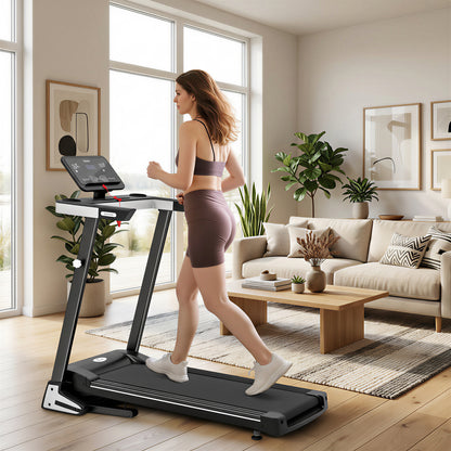 HOMCOM Motorised Folding Treadmill with 500W & LED Screen for Home, Black