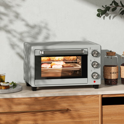 HOMCOM 21L Mini Piekarnik Blatowy, 100√Ç¬∞C-230√Ç¬∞C Regulowana Temperatura - Srebrny Tone