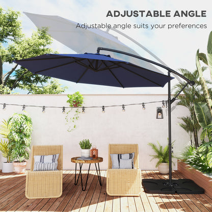Parasol wiszący Outsunny 3m z podstawą, obciążnikami i pokrowcem – niebieski