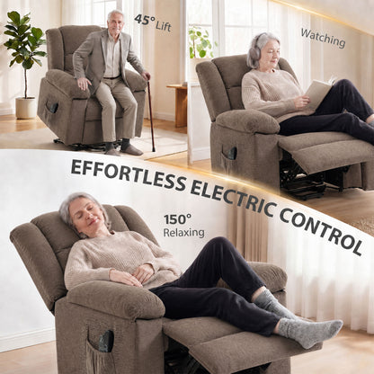 HOMCOM Oversized Riser Recliner Chair with Massage and Heat, Power Lift Recliner for Elderly with Wide Seat and Back, Brown