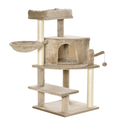 PawHut Cat Tree Tower Climbing  Activity Center with Sisal Scratching Post, Brown