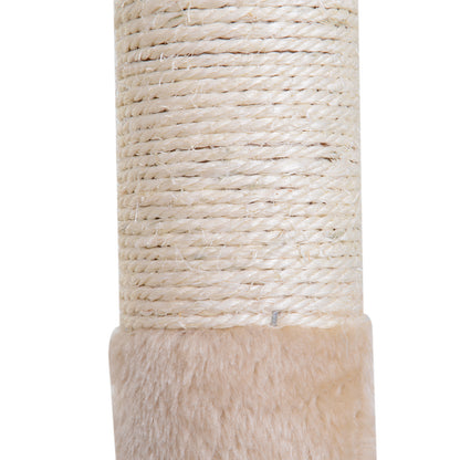 PawHut Cat Scratch Post with Bed Cat Tree for Indoor Cats Sisal Scratching Posts Hammock Kitty Activity Centre Beige